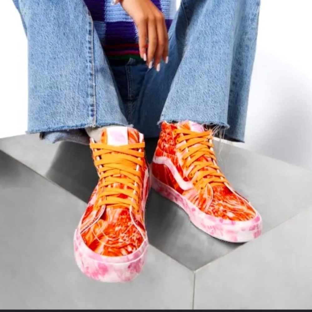 NWT Vans X Collina Strada Sk8 Hi Sneakers, Pink & Orange, Mens Sz 10, Wm Sz 11.5